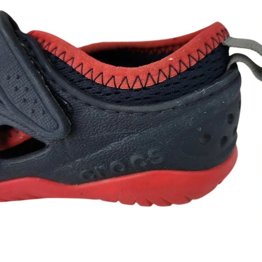 Crocs Swiftwater Wave Kids Sandals Black Red Water Shoes Size C14 9 Toddler